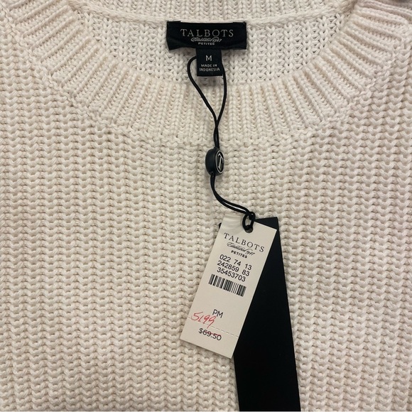 Talbots Short Sleeve Sweater With Button Detail on Shoulder New W Tag Size MP - Picture 6 of 9